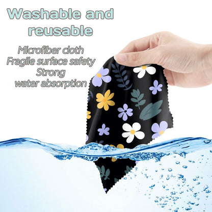 Zewurtuw 6-Pack Glasses Cleaning Cloths – Microfiber 6.3 x 6.3 Inches, Black