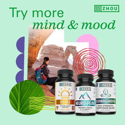ZHOU Brain & Energy Bundle – Nootropic Memory & Focus (60 + 30 Caps)