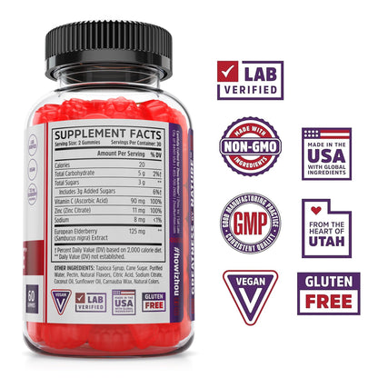 ZHOU Elder-Mune Gummies — Black Elderberry, Vitamin C & Zinc Immune Support | 60 Gummies (3 Pack)
