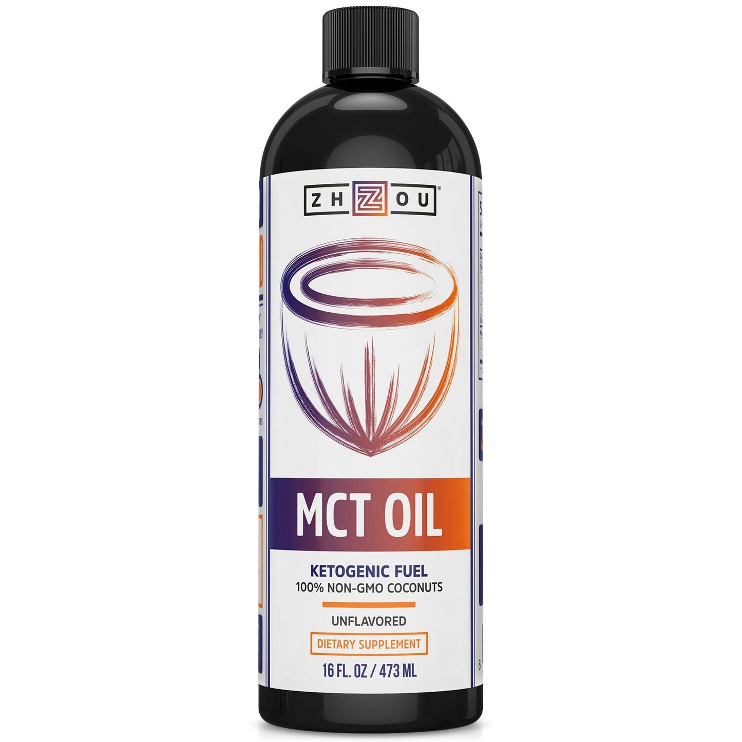 ZHOU MCT Oil 16oz – Unflavored MCT Oil (C8) from Non-GMO Coconut