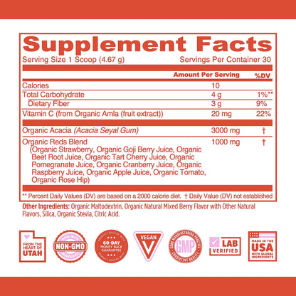 ZHOU Nutrition Superfruits Powder - USDA Organic Reds Antioxidant Superfood