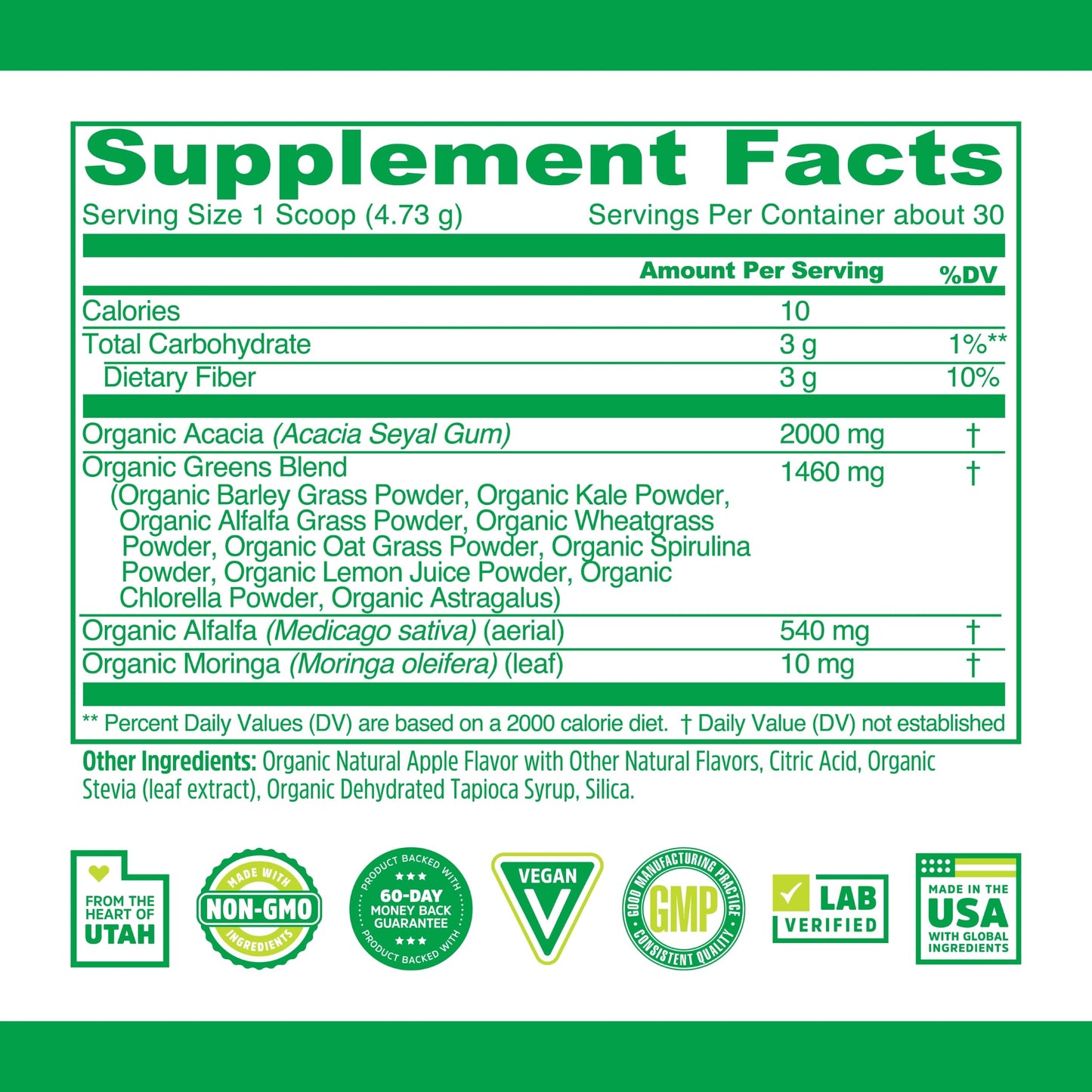 ZHOU Nutrition USDA Organic Supergreens Powder – 30 Servings