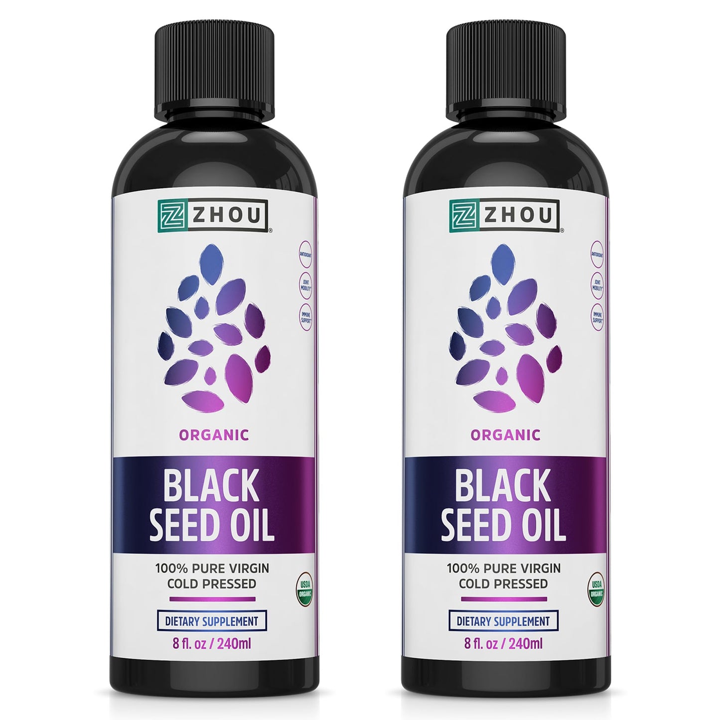 ZHOU Organic Black Seed Oil – Cold Pressed Nigella Sativa, 8 oz (Pack of 2)