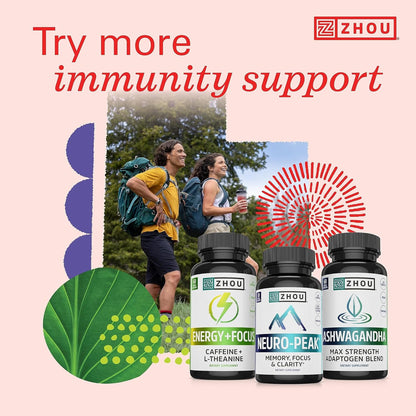 ZHOU Thyroid Support - Thyroid Health Supplement with Iodine, Selenium, Zinc | 60 Veggie Capsules (Pack of 2)