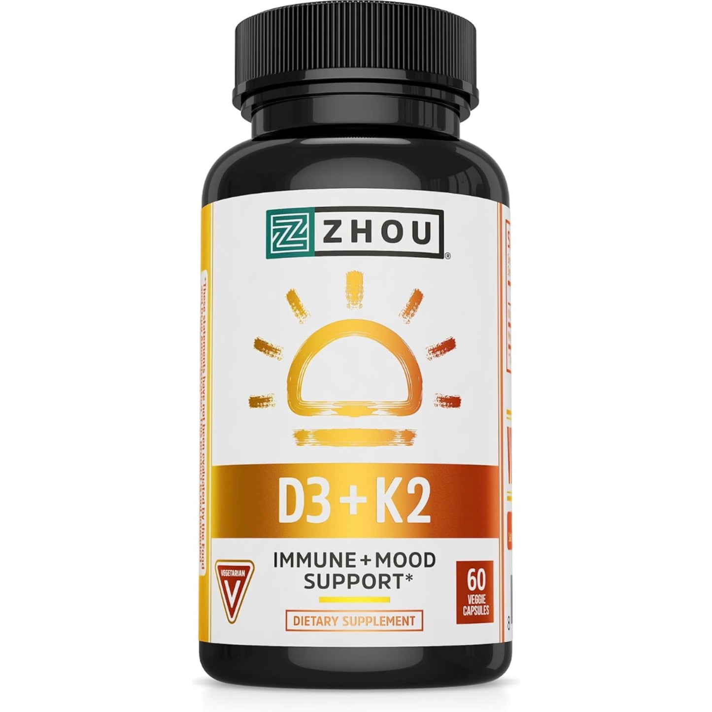 ZHOU D3 + K2 & Thyroid Support Bundle | Vitamin D3 5000 IU, MK-7, Zinc, Iodine & Selenium | 120 Capsules