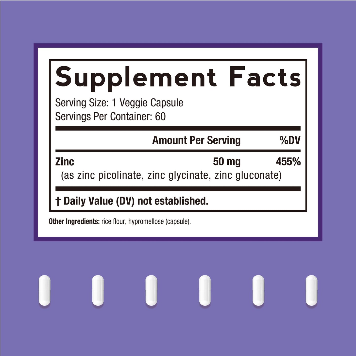 Doctor's Recipes Zinc Supplement 50mg – Triple Action Immune Support | 60 Capsules
