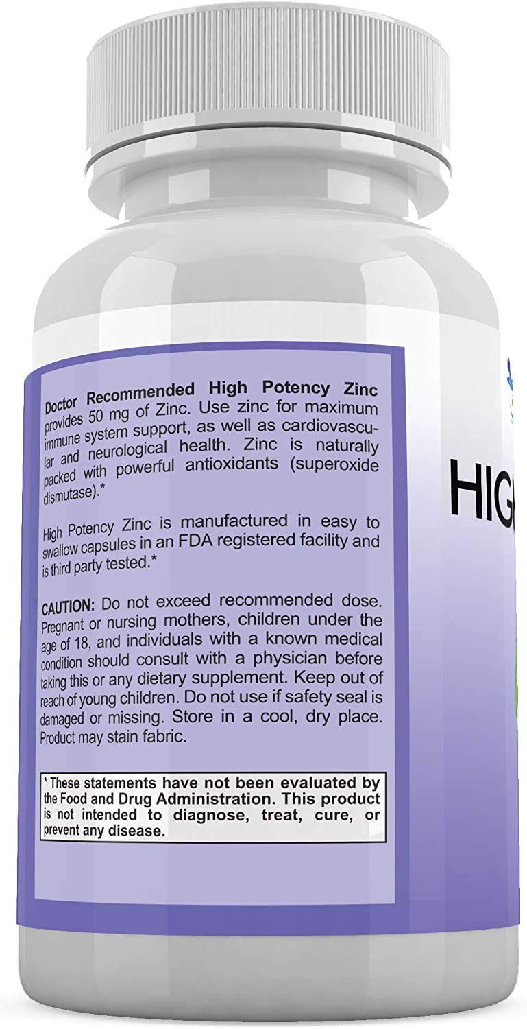 Zinc 50mg Picolinate – Immune Support | 120 Veggie Capsules | High Potency Zinc