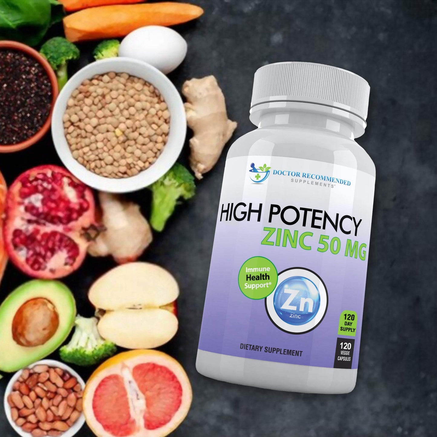 Zinc 50mg Picolinate – Immune Support | 120 Veggie Capsules | High Potency Zinc