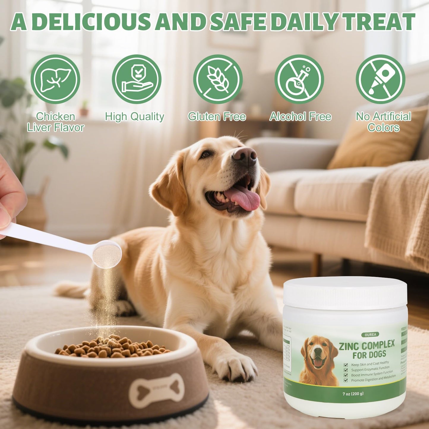 Zinc for Dogs – Skin & Coat Health, Immune Support, Digestion (200g)