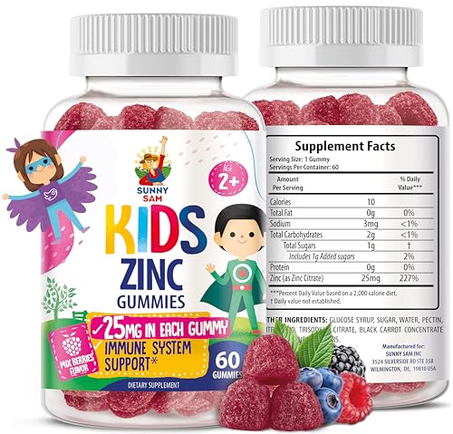 Zinc Gummies for Kids - Immune Support, Low Sugar, Non-GMO | 60 Gummies