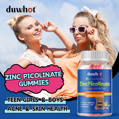 Zinc for Kids Gummies 30mg Picolinate with Copper & Selenium – Immune Support, Growth & Skin (60 Gummies) – Sugar Free