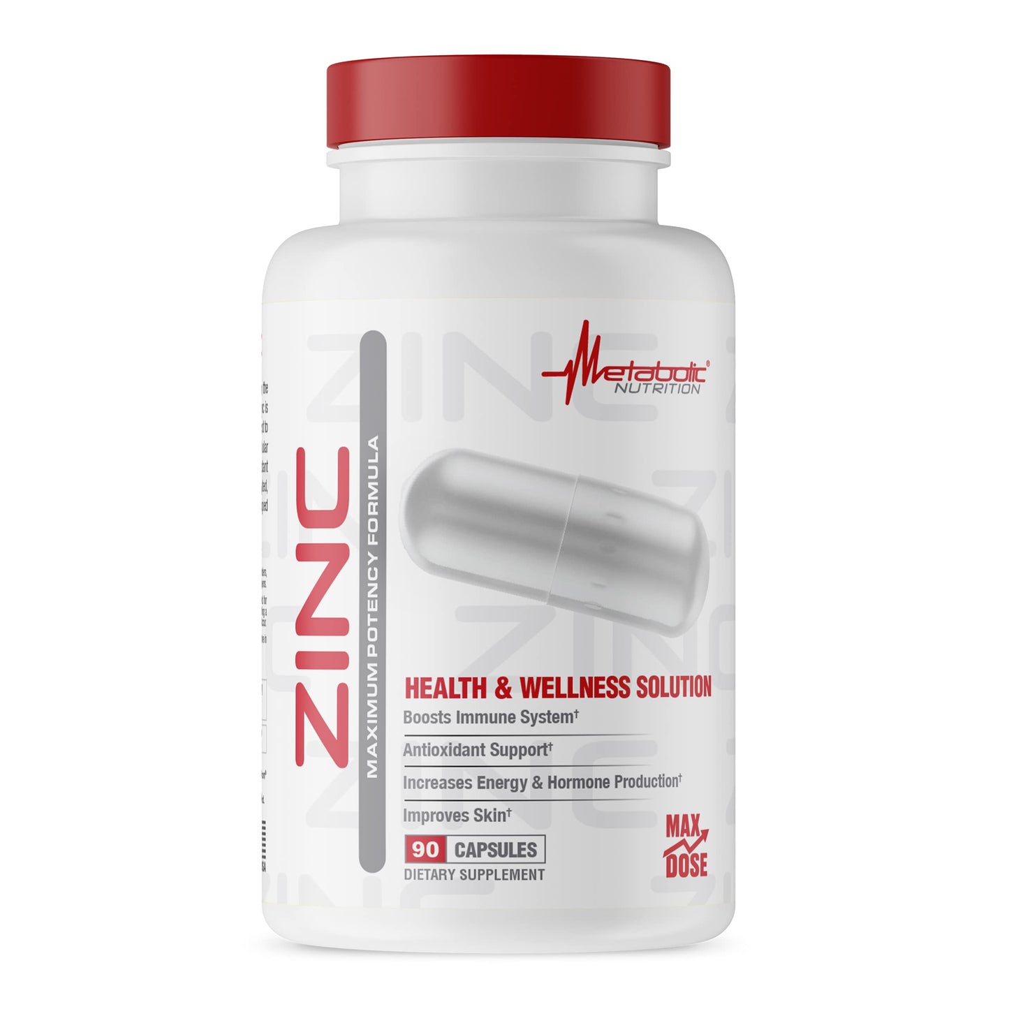 Zinc Supplement by Metabolic Nutrition 75mg, 90 Capsules | Immune Support