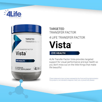 4Life Transfer Factor Vista - Eye Health & Vision Support with Lutein, Zeaxanthin, Zinc, Vitamin C, and Black Currant - 60 Capsules