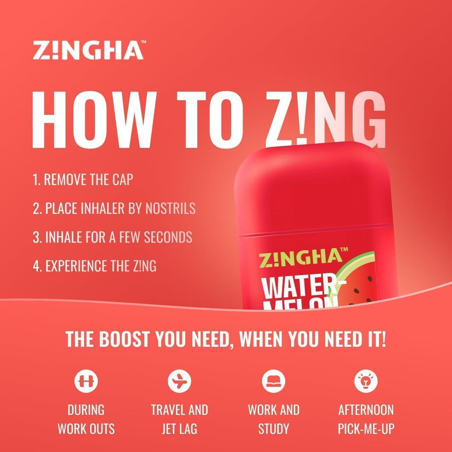 Z!NGHA Caffeinated Aromatherapy Nasal Inhaler – Raspberry Orange