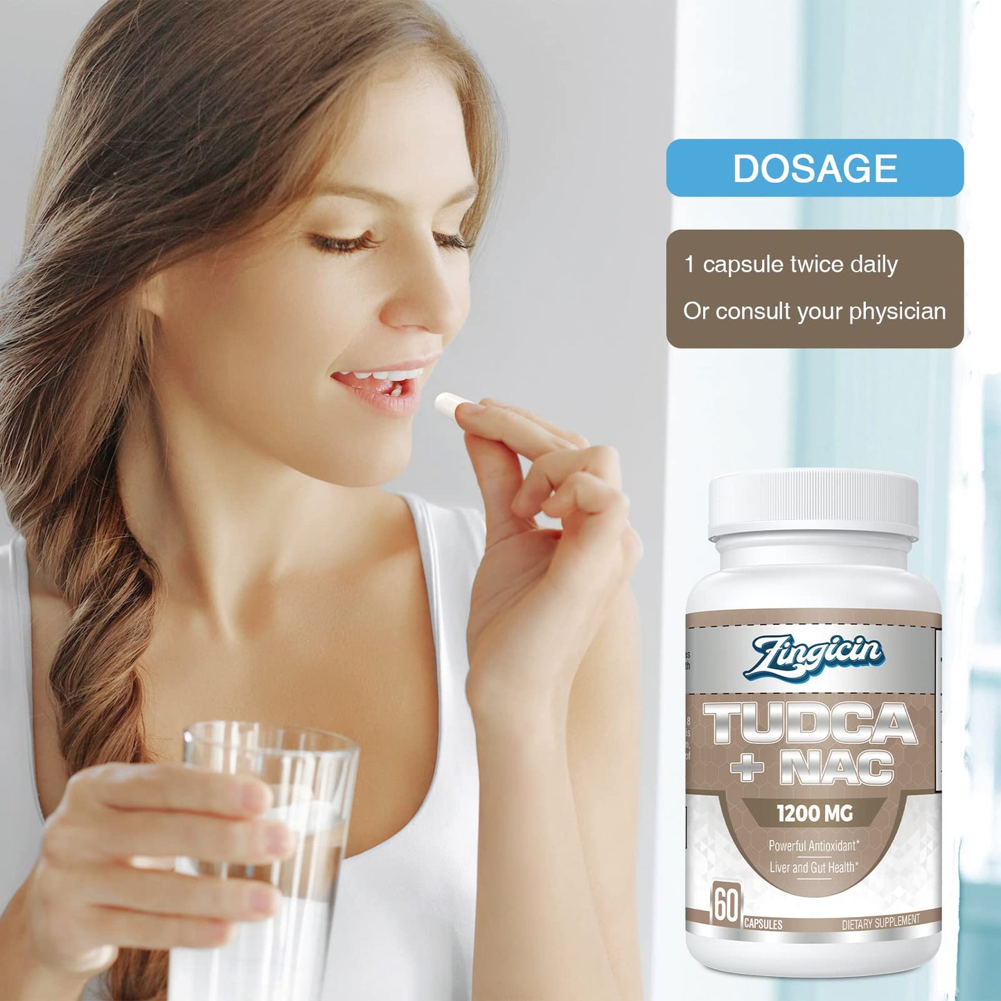 Zingicin TUDCA with NAC 1200mg - 180 Capsules | Liver Support & Antioxidant Formula