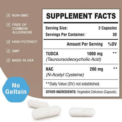Zingicin TUDCA with NAC 1200mg - 180 Capsules | Liver Support & Antioxidant Formula