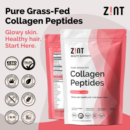 Zint Collagen Peptides Powder (32 oz) – Paleo, Keto, Grass-Fed, Unflavored, Non-GMO
