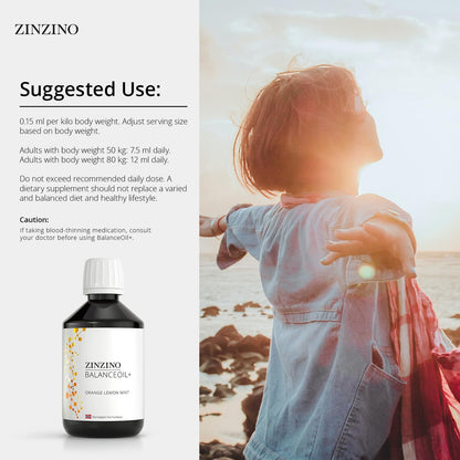 Zinzino BalanceOil+ Orange Lemon Mint 300ml | Omega-3, Polyphenols & Vitamin D3