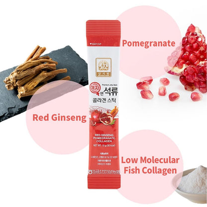 ZIOSTAND Korean Pomegranate Collagen Jelly Stick – 6 Pack (Baekje Geumsan)