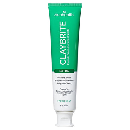Zion Health Claybrite Extra Strength Toothpaste, 4 oz | Natural Whitening & Gum Care