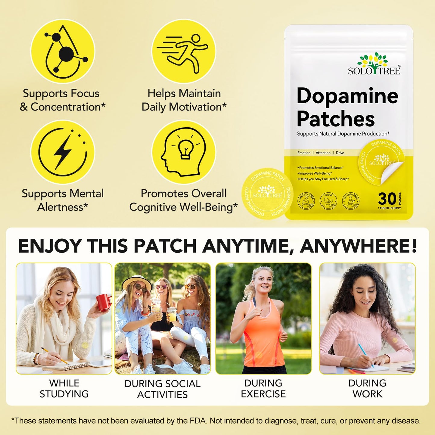 Dopamine Patches Extra Strength – Mood Support, Plant-Based Daily Wellness (30 Patches)