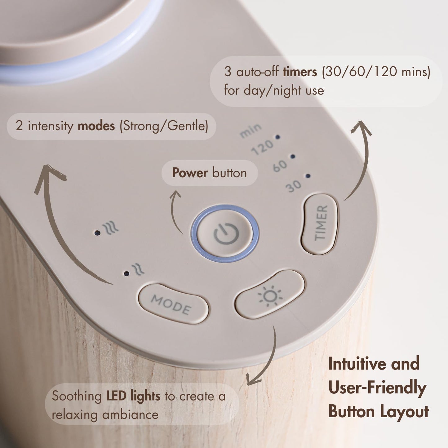 ZMARKRAFT Waterless Essential Oil Diffuser | Solid Wood Cover, 3 Timers, 2 Mist Modes