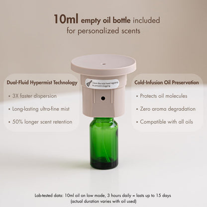 ZMARKRAFT Waterless Essential Oil Diffuser | Solid Wood Cover, 3 Timers, 2 Mist Modes
