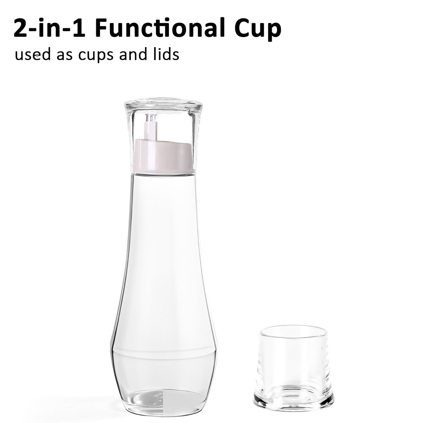 ZOBONETI Glass Mouthwash Dispenser – 8.8 oz, Set of 2, Cup Cap