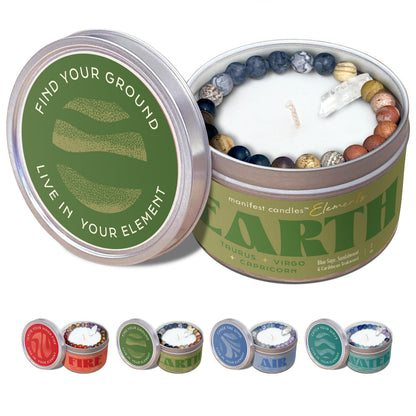 Zodiac Earth Candle for Women — Taurus Virgo Capricorn Gifts, 45-Hour Burn, Crystals Inside