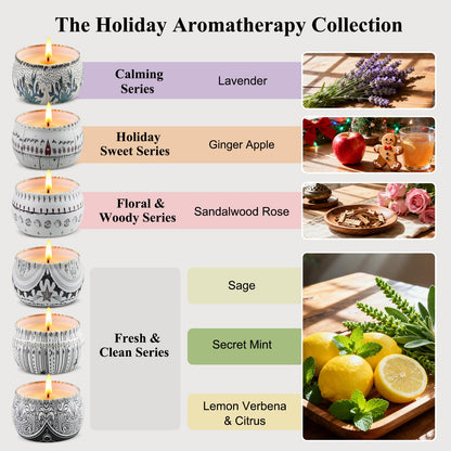 Mystical Scented Candle Gift Set – 6 Large 5.5 oz Celestial Jars with Zodiac Designs