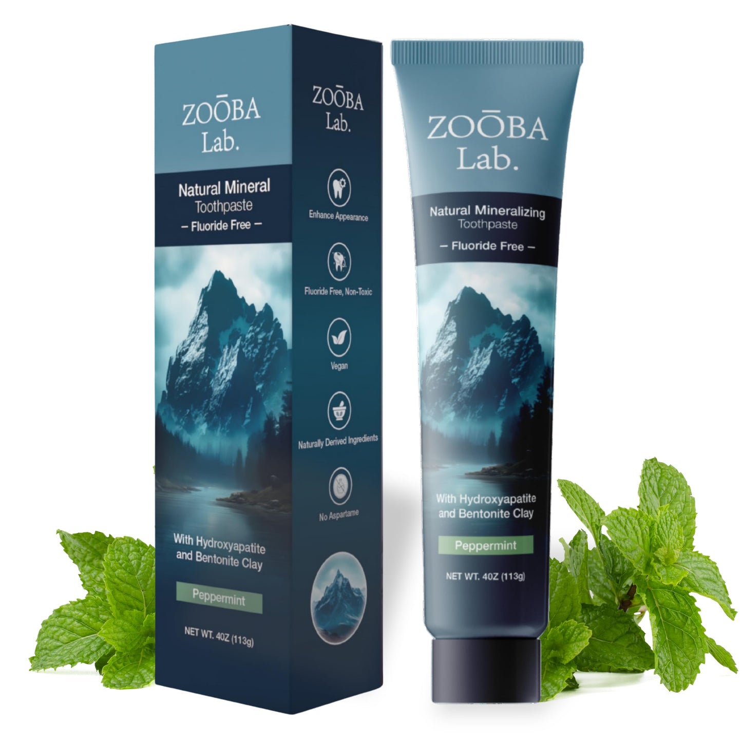 Zooba Fluoride Free Toothpaste with Hydroxyapatite – Remineralizing, Whitening, Bentonite Clay | Vegan