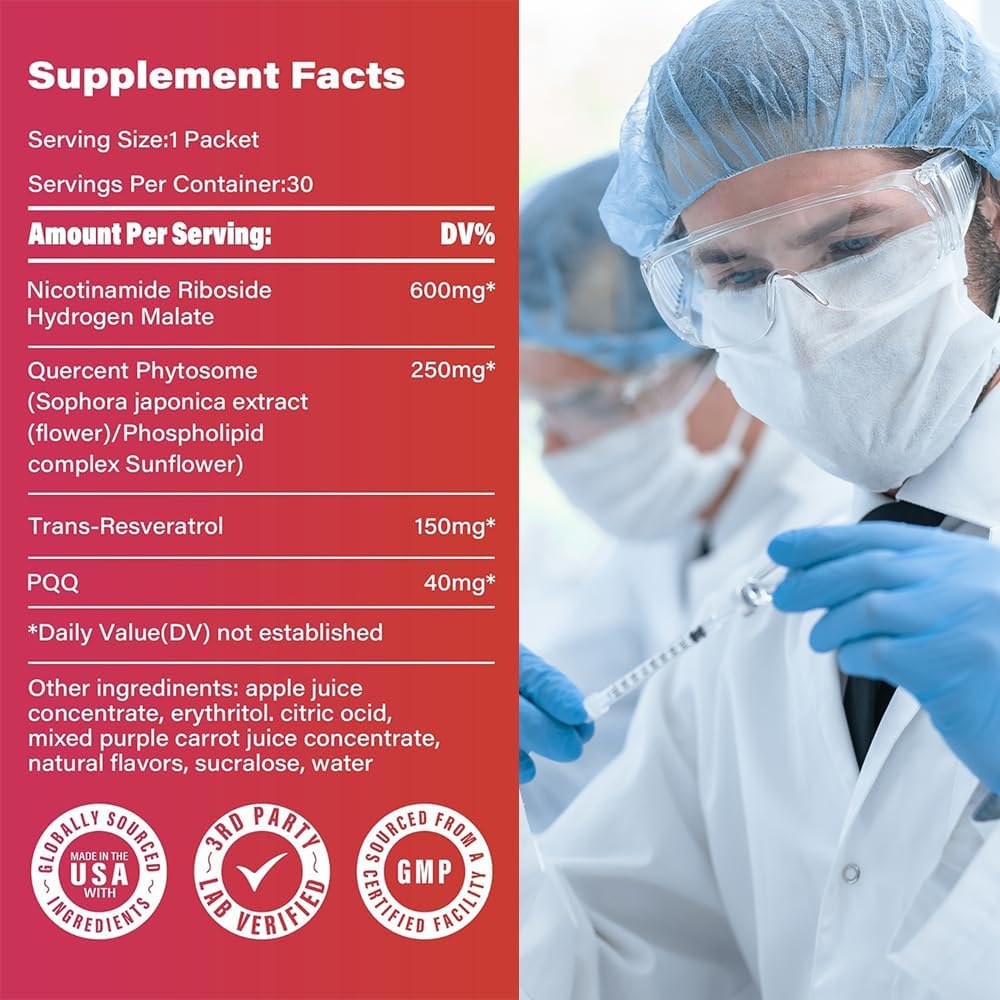Zoone Nutra NAD 1200mg Supplement with NR, PQQ & Resveratrol – Energy, Longevity & Mental Clarity – 30 Packets