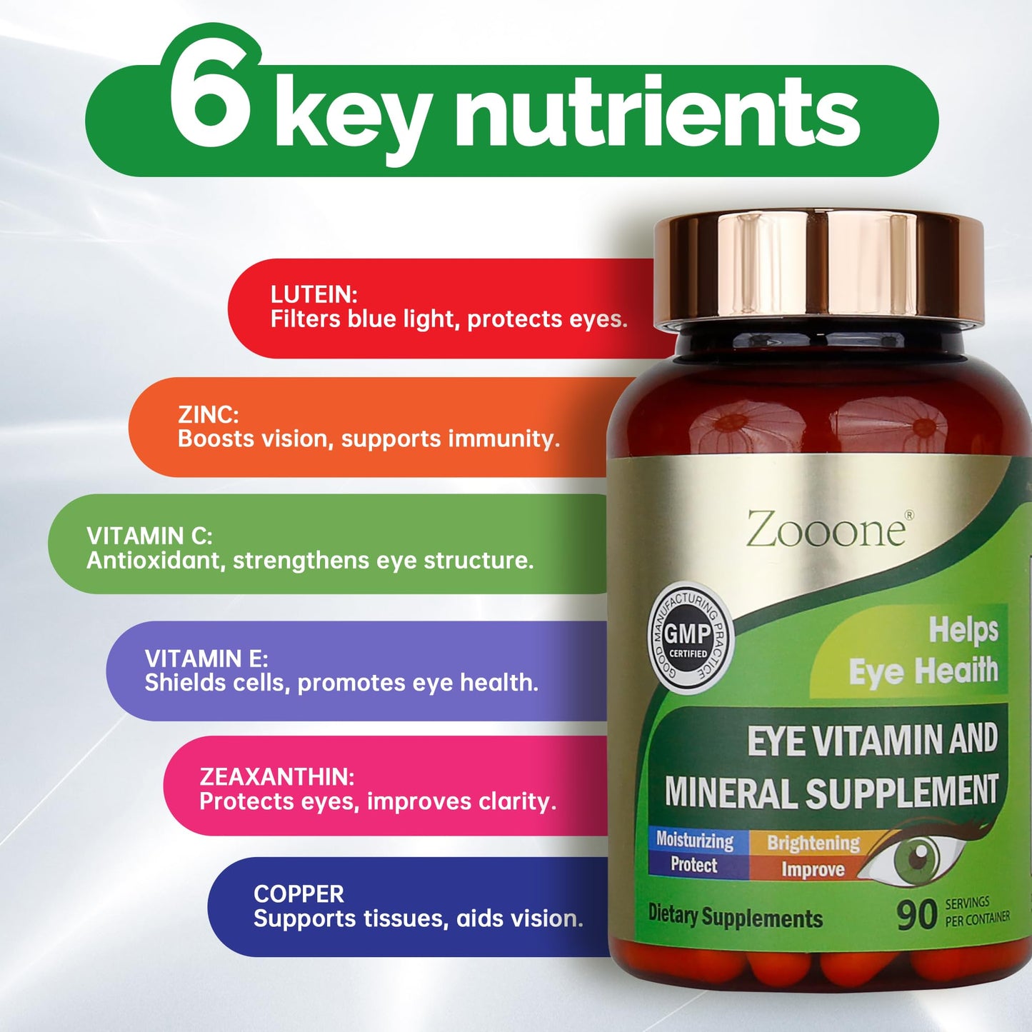 Zooone Lutein Eye Vitamins – Macular Health & Dry Eye Support, 90 Tablets