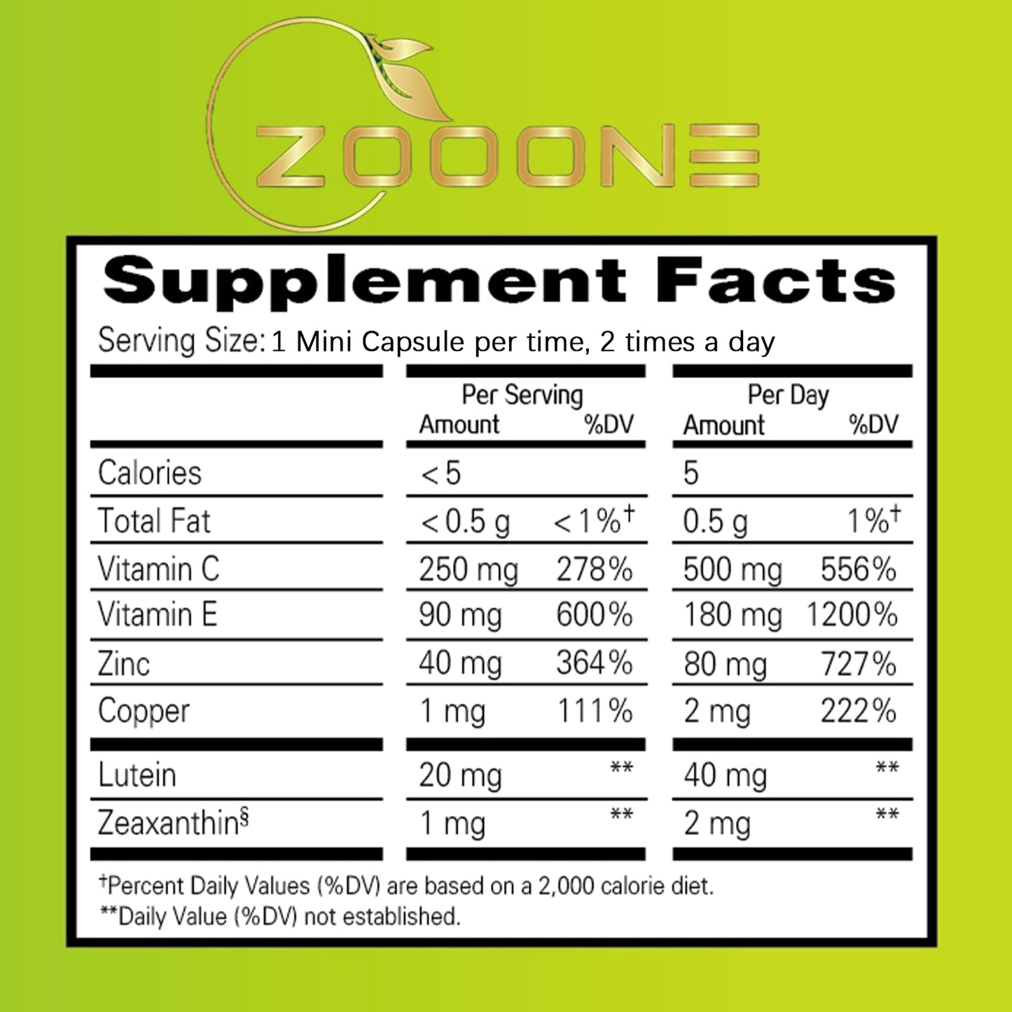 Zooone Lutein Eye Vitamins – Macular Health & Dry Eye Support, 90 Tablets
