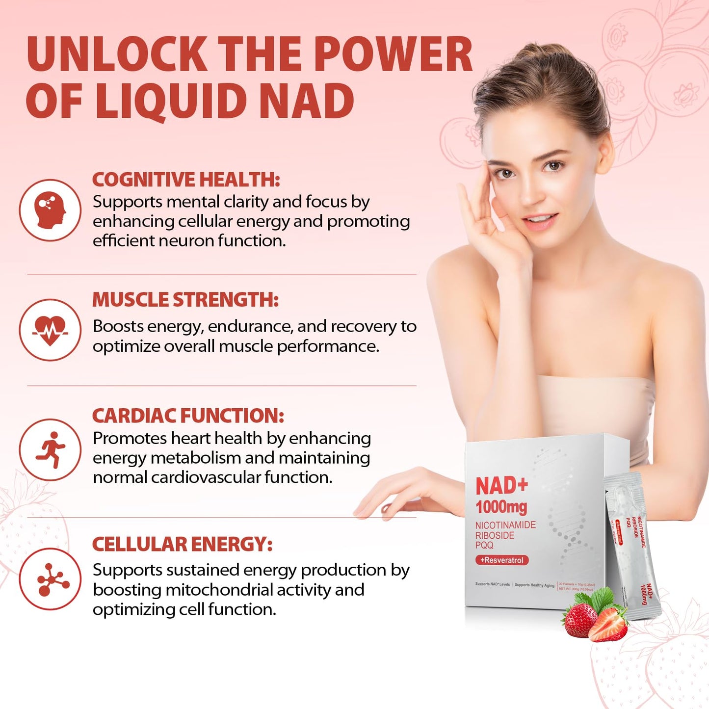 ZOROAHER 1000mg NAD+ Liquid Supplement – High-Potency NR, Resveratrol & PQQ | 2-Pack