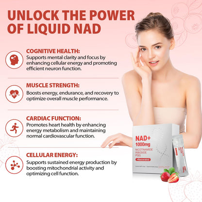 ZOROAHER 1000mg NAD+ Liquid Supplement – High-Potency NR, Resveratrol & PQQ | 2-Pack