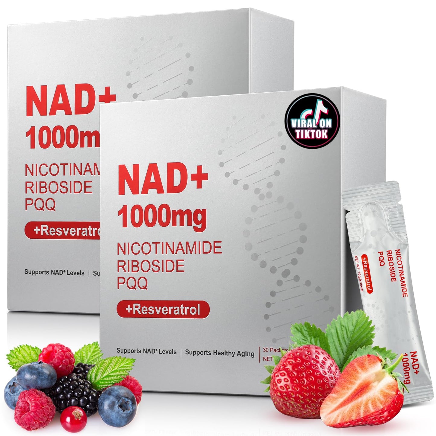 ZOROAHER 1000mg NAD+ Liquid Supplement – High-Potency NR, Resveratrol & PQQ | 2-Pack