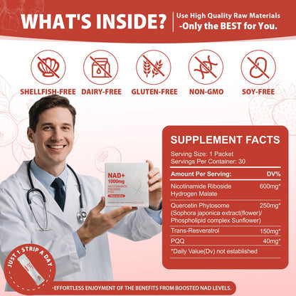 ZOROAHER 1000mg NAD+ Liquid Supplement – High-Potency NR, Resveratrol & PQQ | 2-Pack