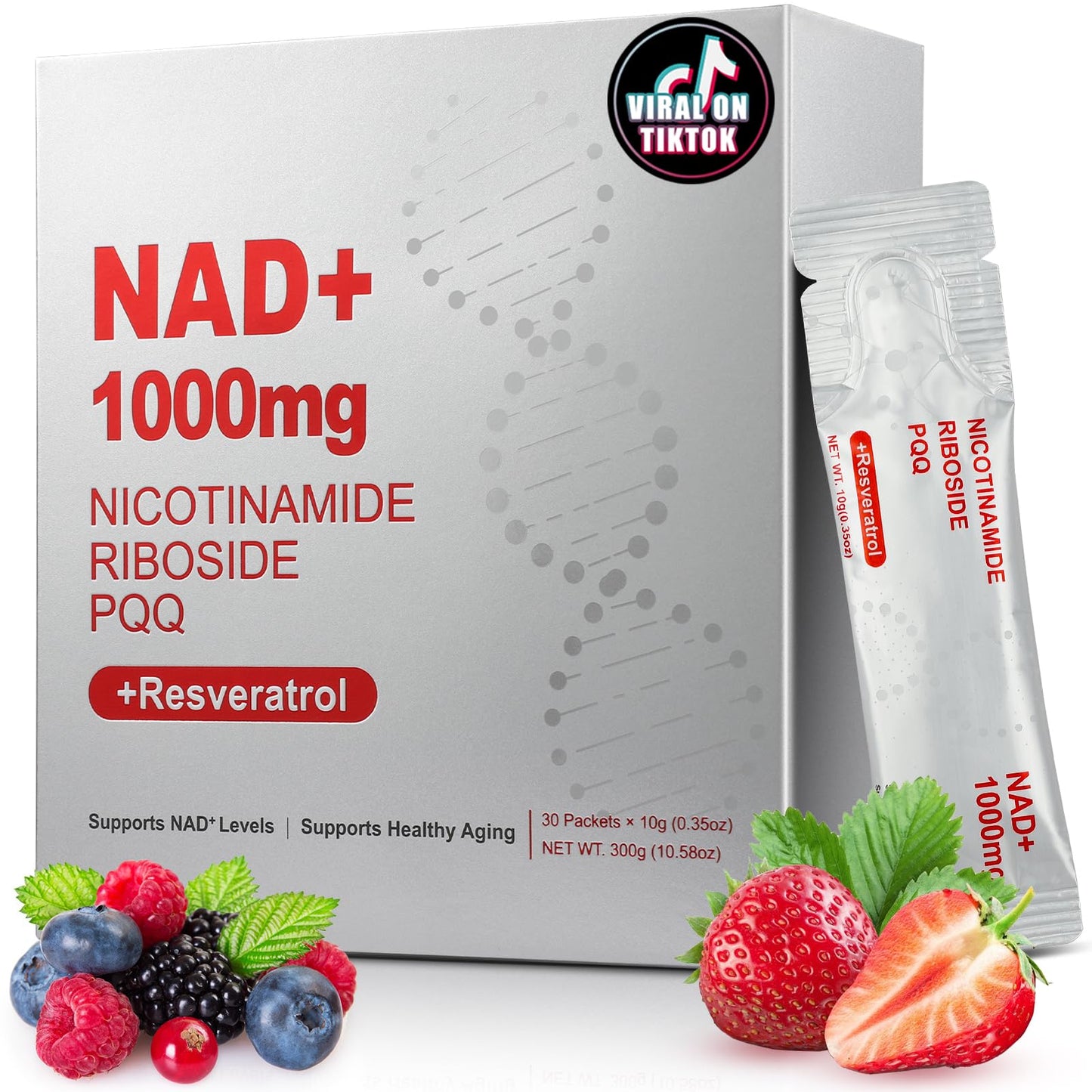 ZOROAHER NAD+ 1000mg Liquid Supplement – NR, Resveratrol & PQQ for Energy & Focus
