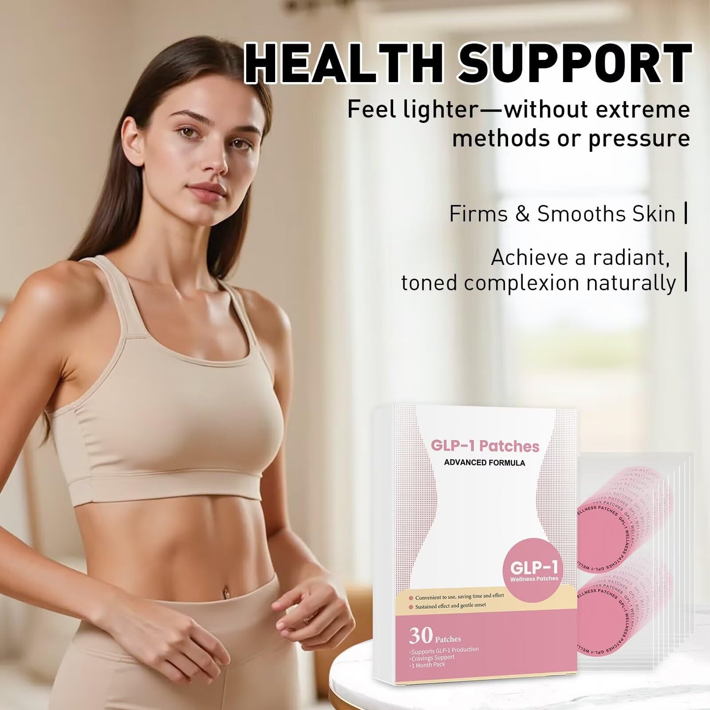 Zosui GLP-1 Patches 30 Count Natural for Beauty Women Large Size Pink A1