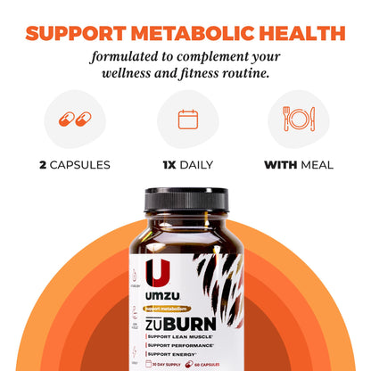 UMZU ZuBurn Energy Support - 30 Day Supply, Caffeine & Mitoburn