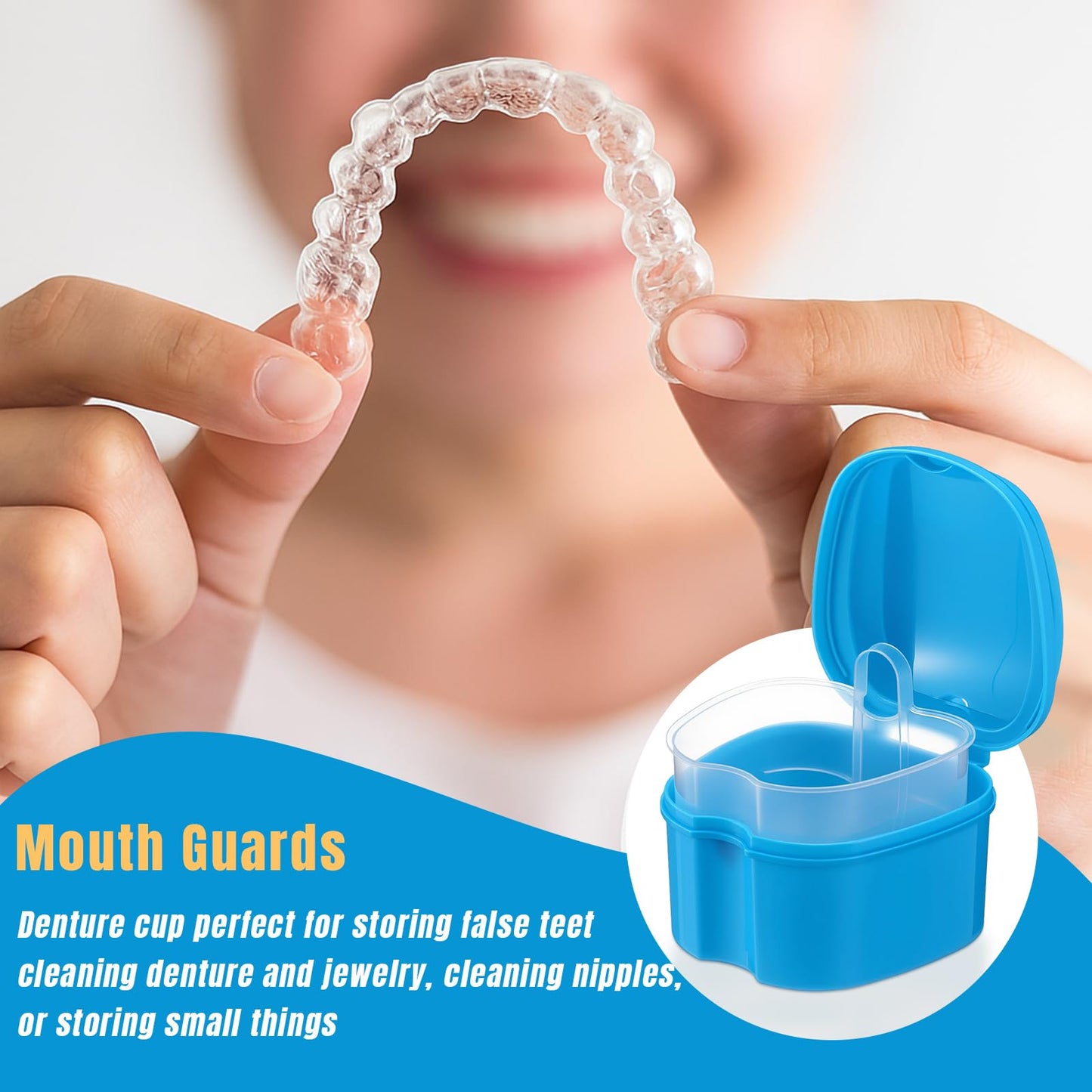 Zubebe 30 Pcs Denture Case with Strainer Basket - 5 Colors for Travel & Home