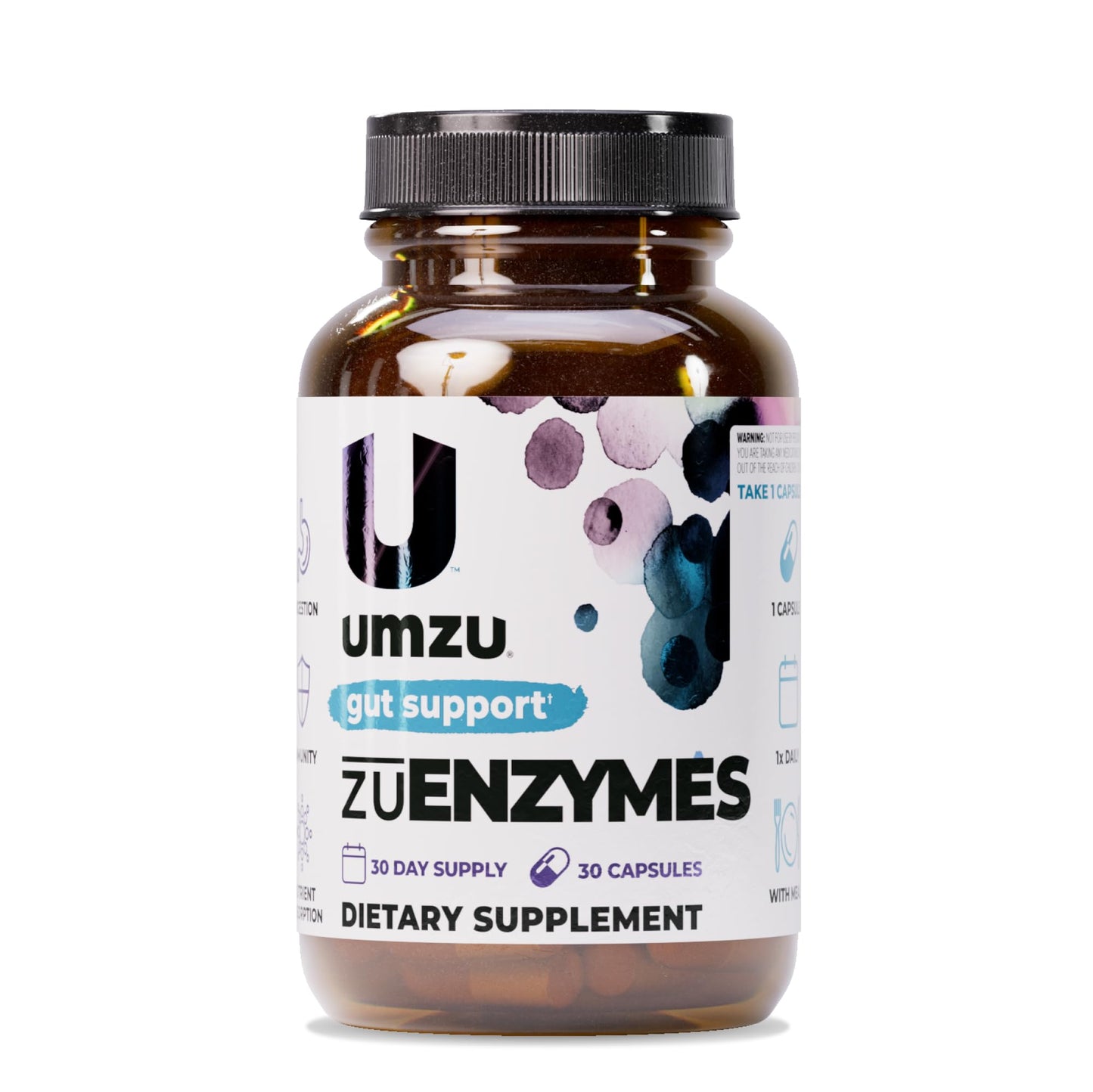 UMZU ZuEnzymes Digestive Enzymes Supplement — 21 Enzymes for Gut Health, Digestion & Nutrient Absorption (30 Day Supply, 30 Capsules)
