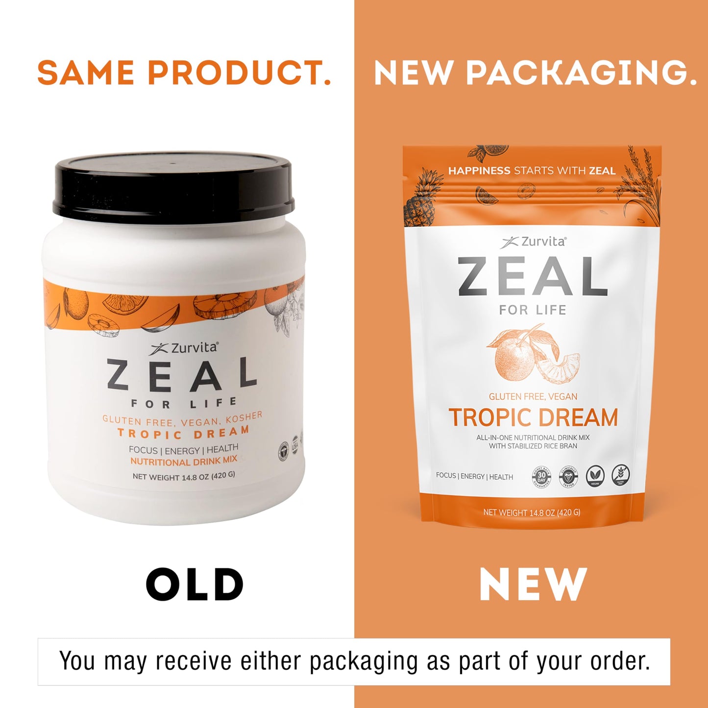 Zurvita Zeal for Life 30-Day Wellness Bag – Tropic Dream Flavor | Daily Nutritional Supplement for Vitality
