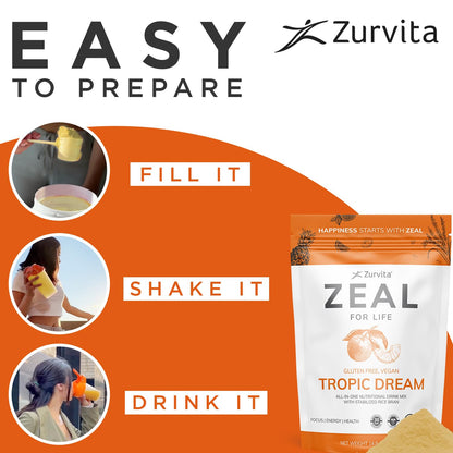 Zurvita Zeal for Life 30-Day Wellness Bag – Tropic Dream Flavor | Daily Nutritional Supplement for Vitality