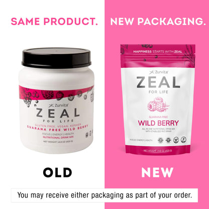 Zurvita Zeal for Life 30-Day Wellness Bag - Wild Berry (Guarana Free) • 420 g