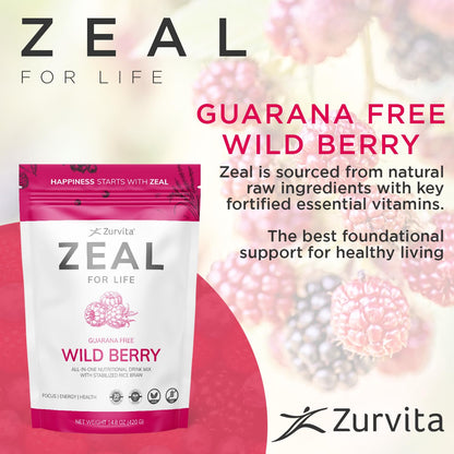 Zurvita Zeal for Life 30-Day Wellness Bag - Wild Berry (Guarana Free) • 420 g