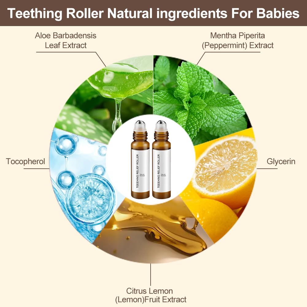 zxbaers 2PCS Teething Roller – All Natural Baby Teething Pain Relief | A Thousand Roses Teething Roller Oil