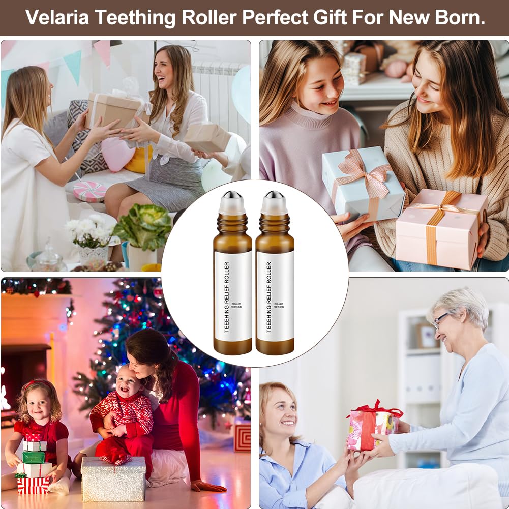 zxbaers 2PCS Teething Roller – All Natural Baby Teething Pain Relief | A Thousand Roses Teething Roller Oil
