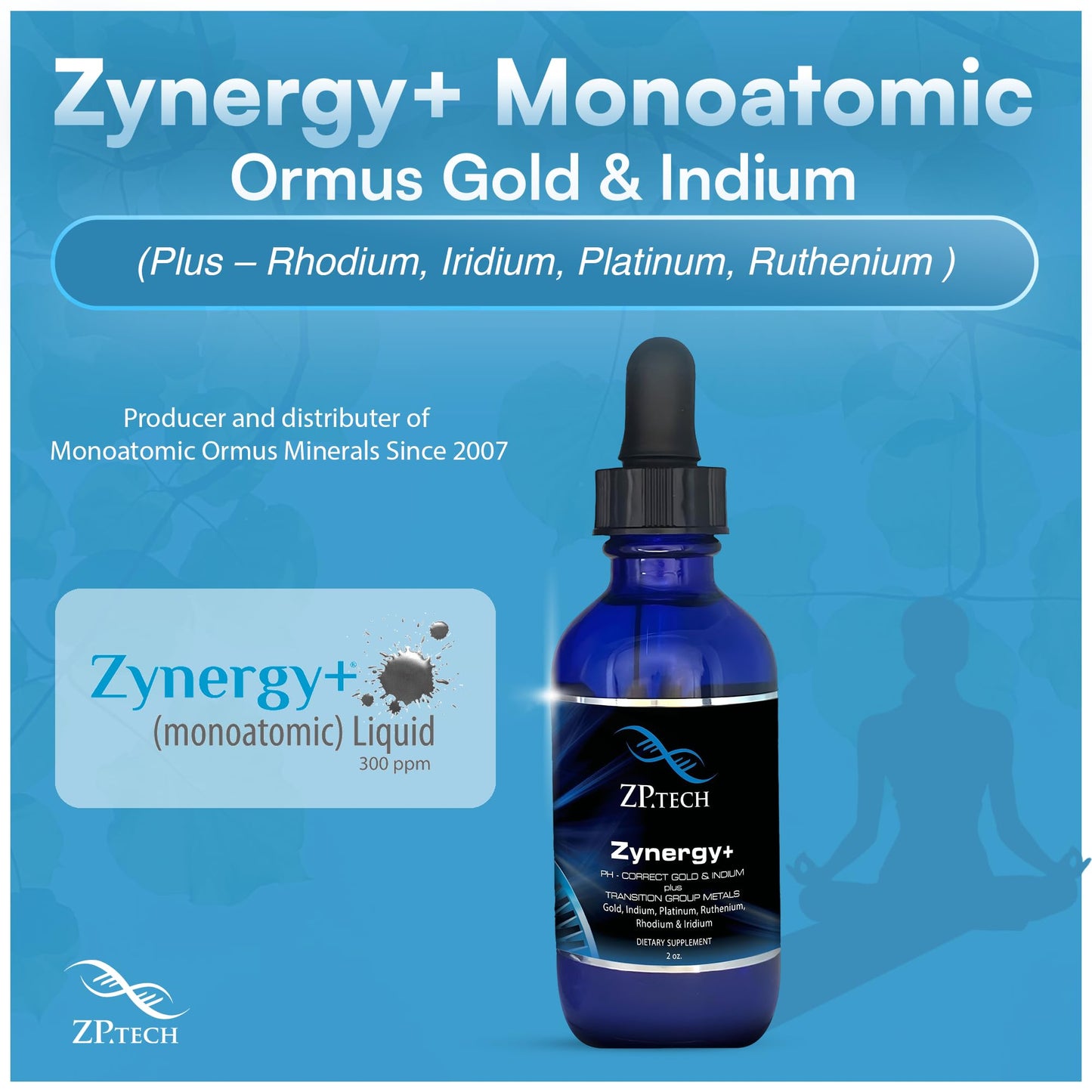 Zynergy Plus Colloidal Ormus Gold Liquid – 24K Monoatomic Gold & Indium | Pineal Gland Support, Meditation